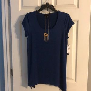 NWT Kohls AB Studios cobalt blue Shirt with Necklace